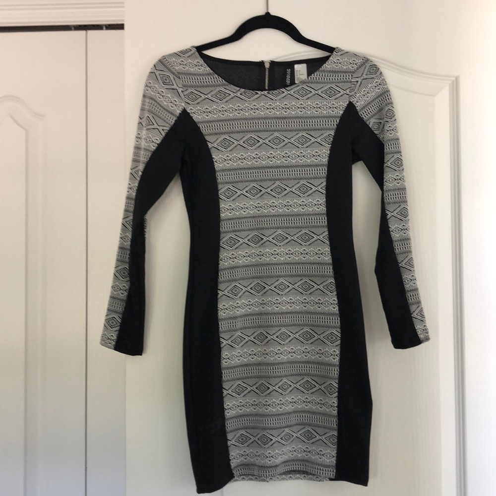 H&M form-fitting long sleeve mini dress